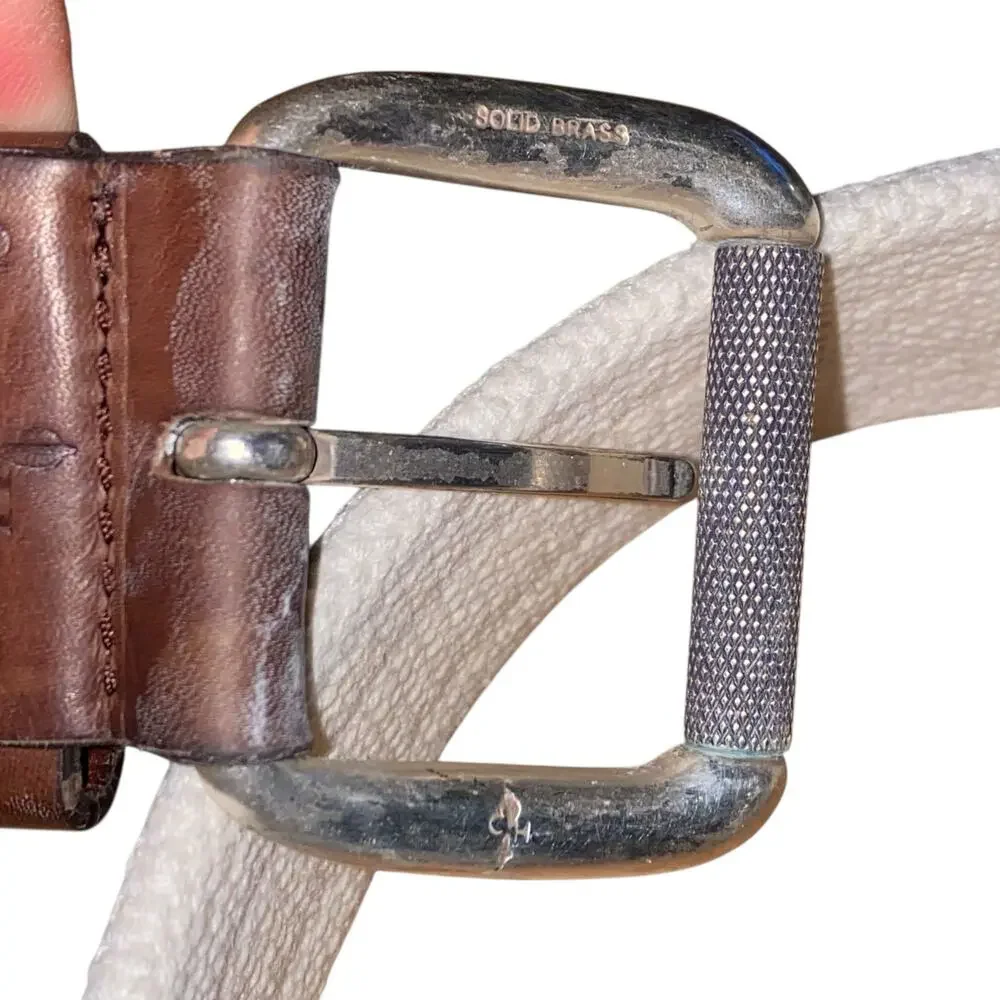 Men’s Cole Haan Size 36 Canvas Belt with Leather Accent and Solid Brass Hardware